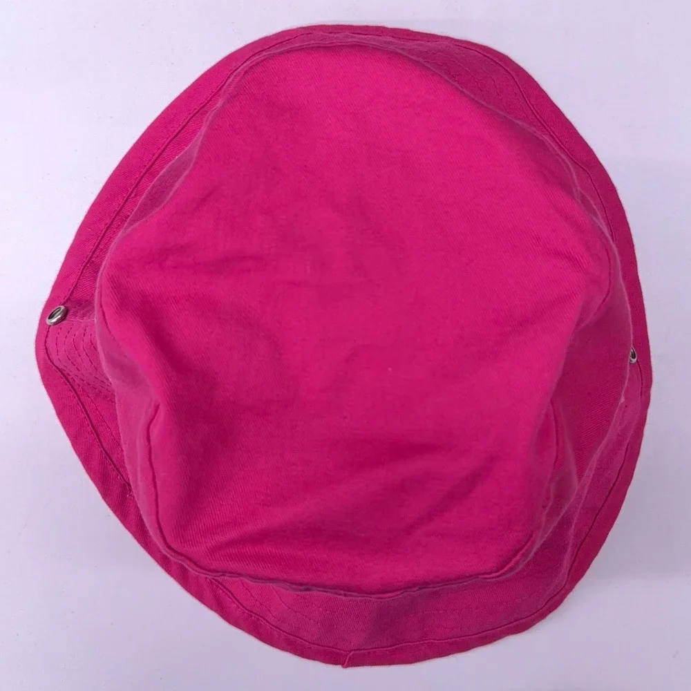 Vintage J Crew Hot Pink Cotton Bucket Hat Made in USA Safari Snap Brim Medium‎